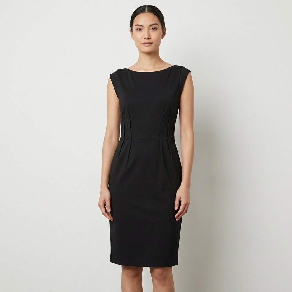 Ann Taylor LOFT Sheath Dress Womens 0 Black Midi Workwear Professional Office